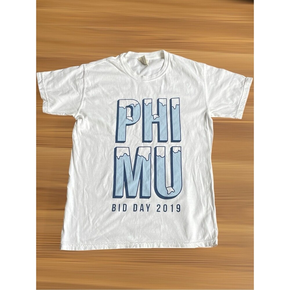 Comfort Colors Phi
Mu Bid aday 2019 Greek Letter Crew Tee Small White
